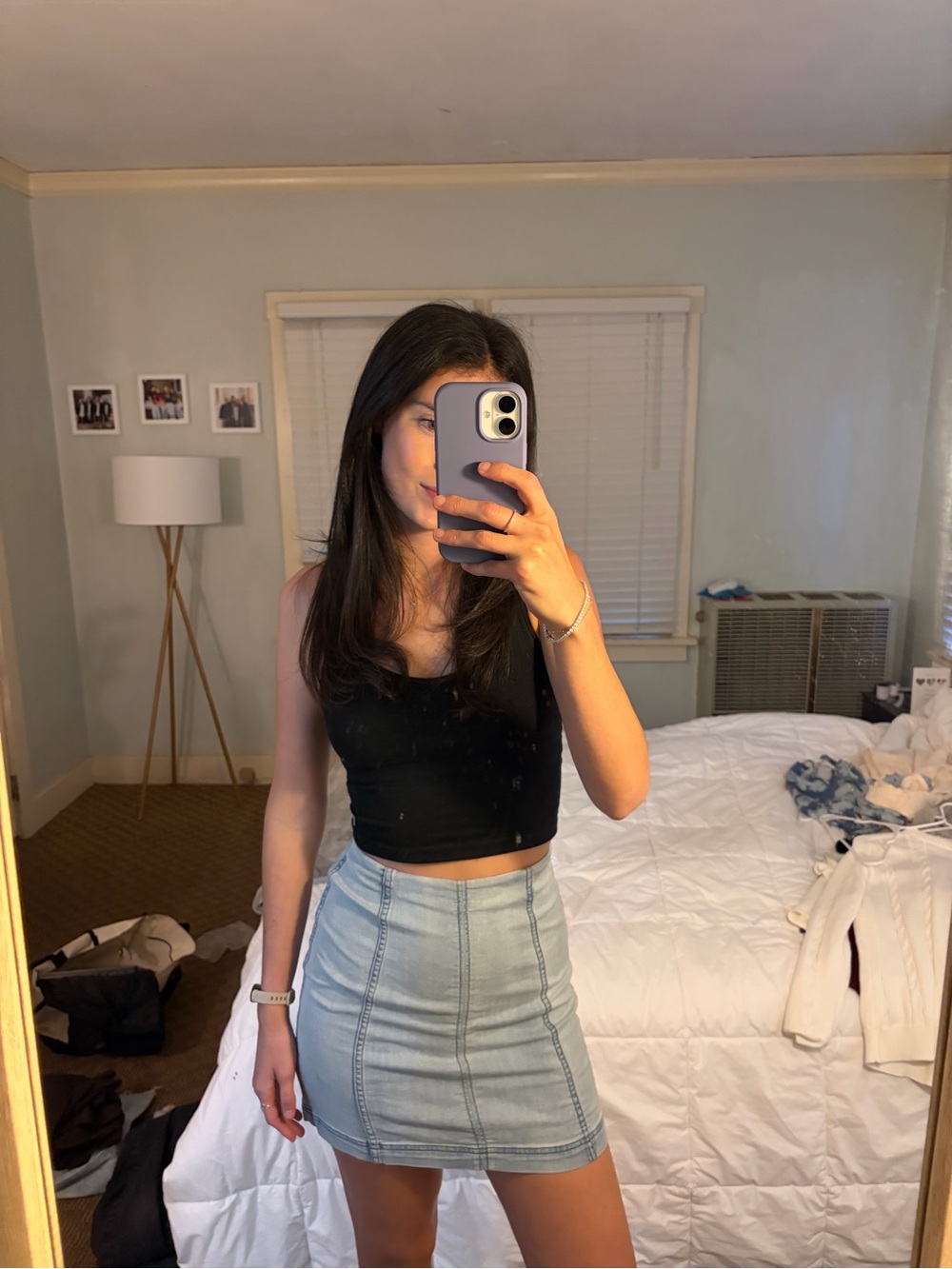 Light Wash Denim Mini Skirt - Free People